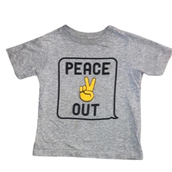 PEACE OUT short sleeved t shirt crewneck kids gray - Picture 1 of 2